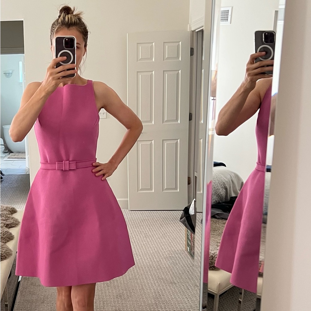 Scanlan Theodore CREPE KNIT BOW BELT DRESS PEONY (Barbie Dress)